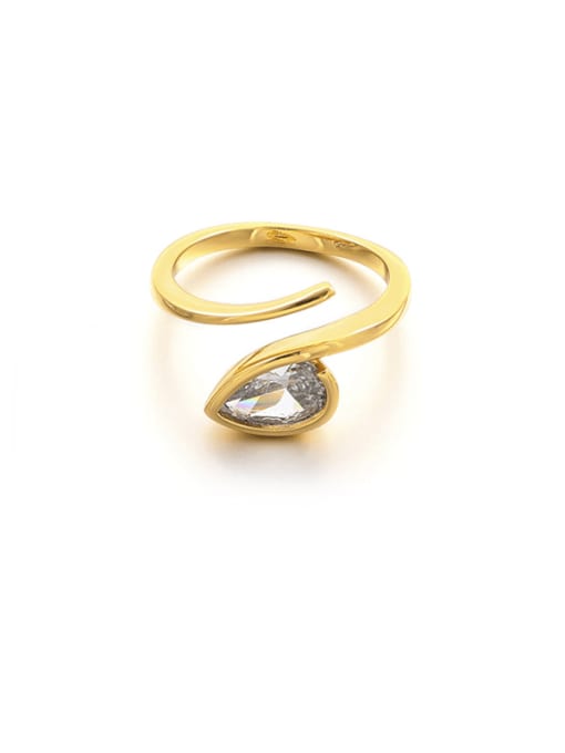 Single zircon gold Brass Rhinestone Geometric Minimalist Band Ring