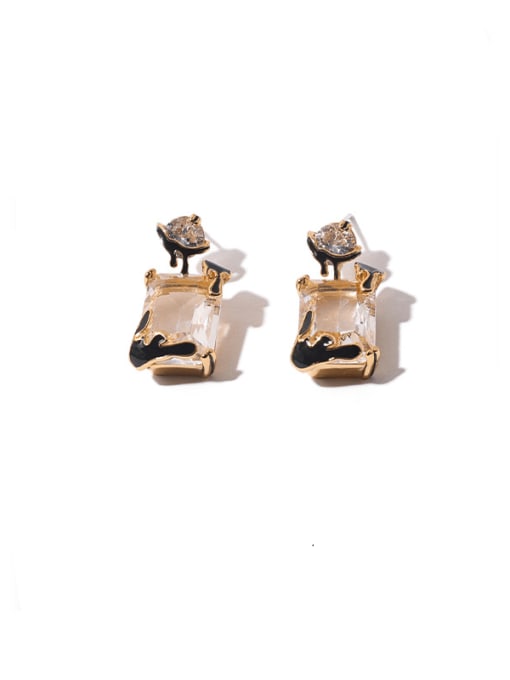 Ear Studs Brass Cubic Zirconia Geometric Vintage Drop Earring