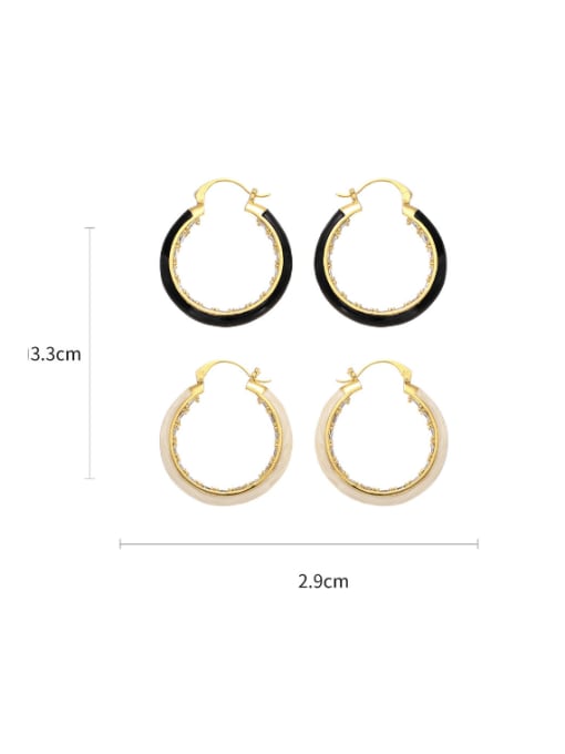 Five Color Brass Enamel Geometric Minimalist Hoop Earring 2