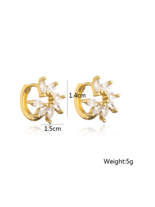 AOG Brass Cubic Zirconia Geometric Vintage Huggie Earring 1