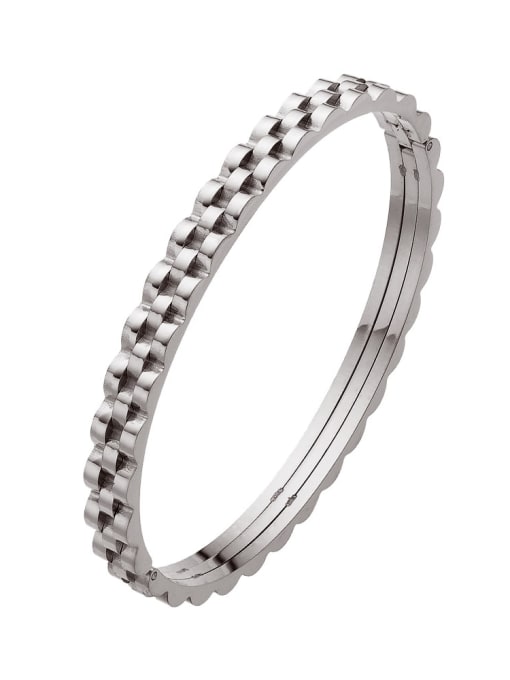 Steel color Stainless steel Irregular Minimalist Band Bangle