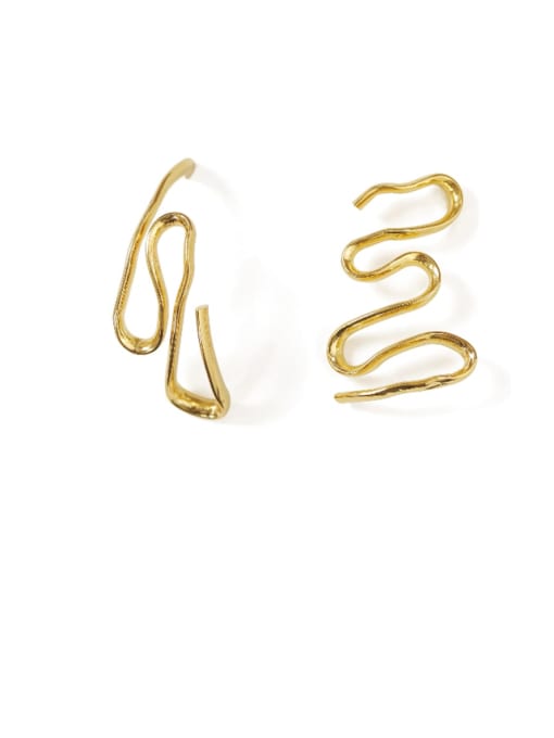 ACCA Brass Asymmetrical lines Vintage Stud Earring 4