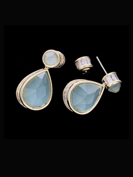 SUUTO Brass Glass Stone Water Drop Luxury Drop Earring 2