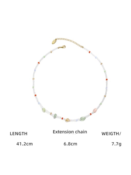 Five Color Brass Glass beads Geometric Bohemia Necklace 3