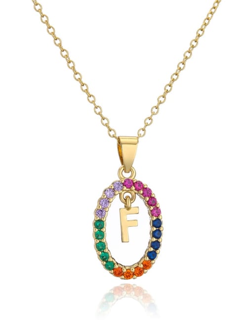 F Brass Cubic Zirconia Letter Trend Necklace