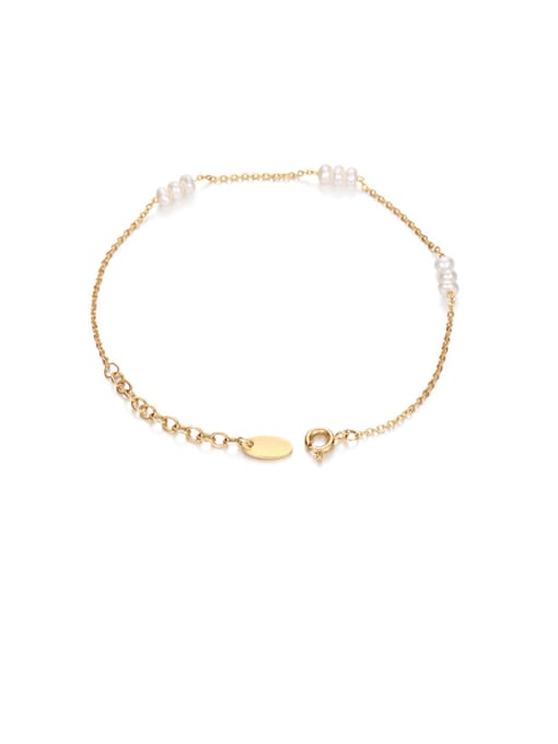 Pearl Bracelet Brass Imitation Pearl Geometric Minimalist Link Bracelet