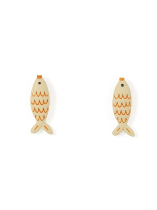 Five Color Alloy Enamel Fish Cute Stud Earring 3