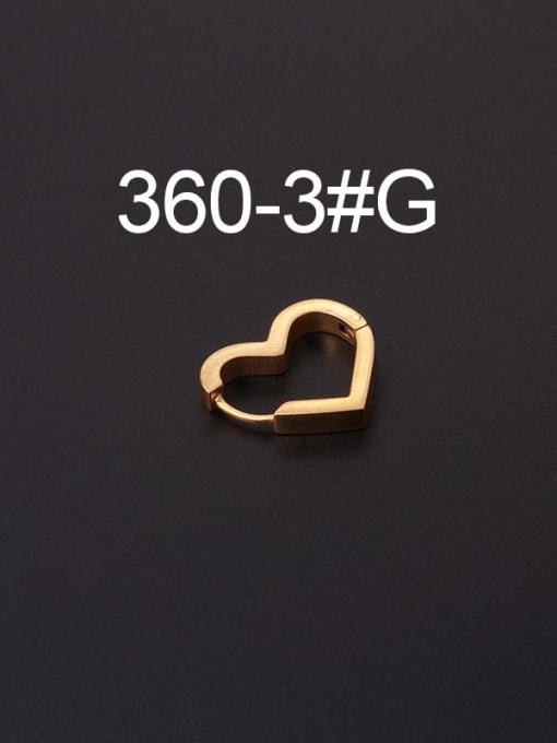 3 # Gold Stainless steel Heart Minimalist Huggie Earring(Single Only One)