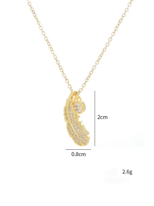 YOUH Brass Cubic Zirconia Feather Dainty Necklace 2