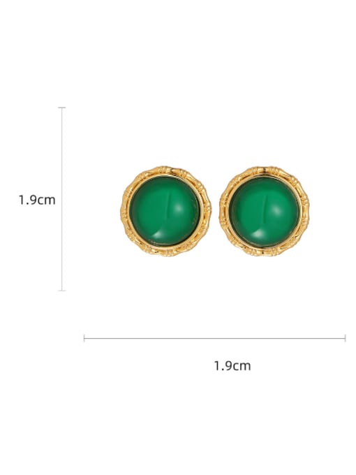 Five Color Brass Resin Round Vintage Stud Earring 2