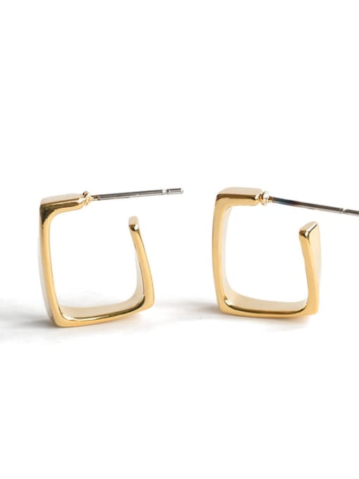 gold Brass Smooth Geometric Minimalist Stud Earring