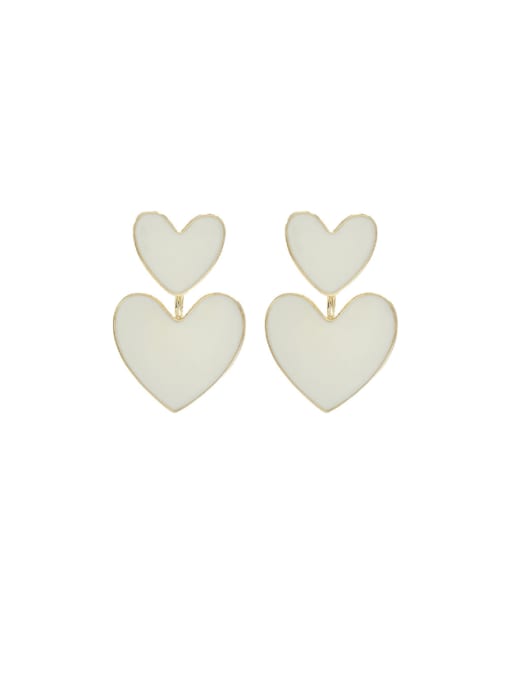 ed67205 Brass Enamel Heart Minimalist Drop Earring