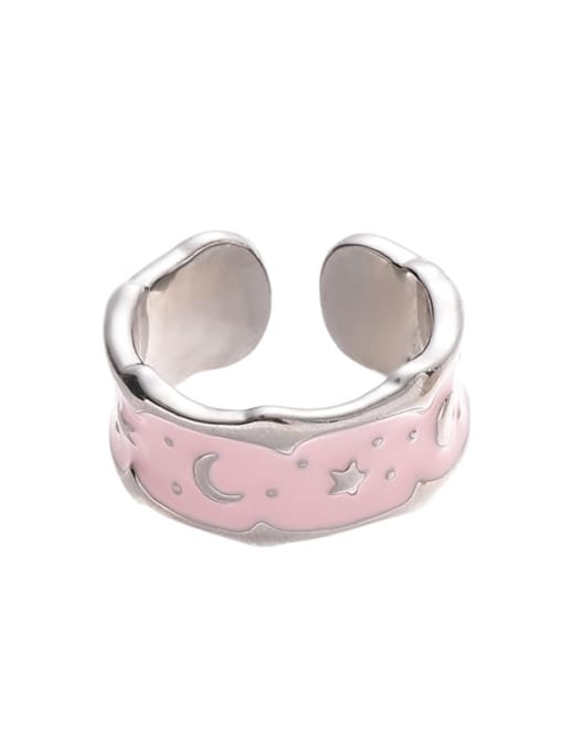 Style 5 Ring Brass Enamel Moon Hip Hop Band Ring