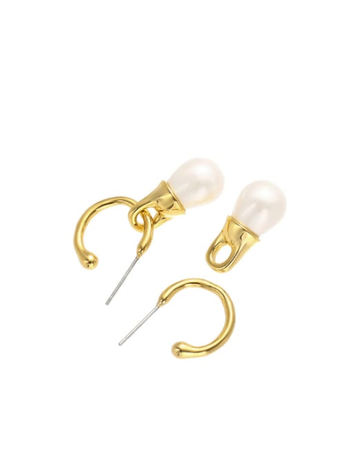 earring Brass Imitation Pearl Geometric Minimalist Drop Earring