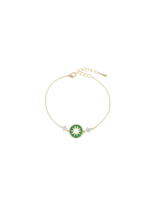 YOUH Brass Cubic Zirconia Green Round Dainty Bracelet 0