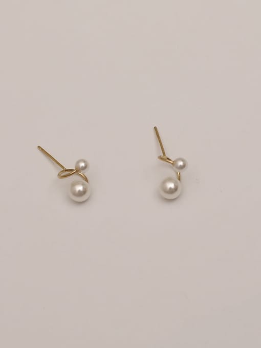 HYACINTH Brass Imitation Pearl Geometric Minimalist Stud Trend Korean Fashion Earring 2