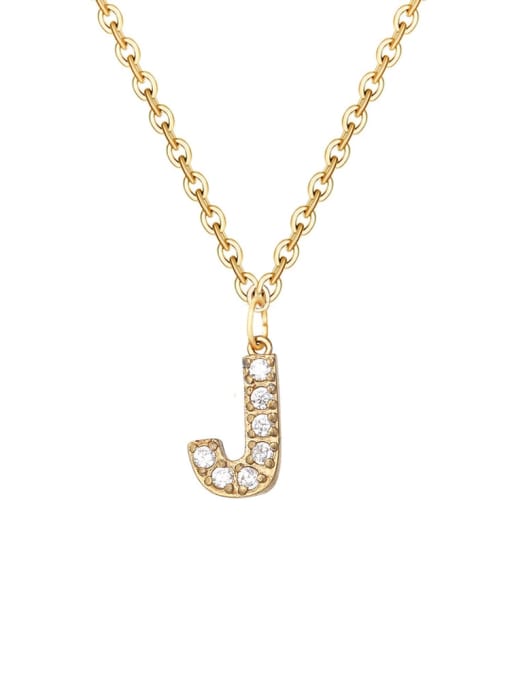 J 14 K gold Stainless steel Cubic Zirconia Letter Minimalist Necklace