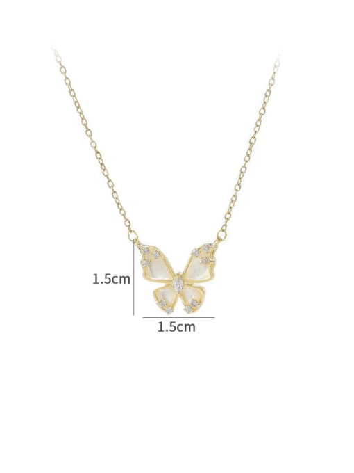 YOUH Brass Cubic Zirconia Butterfly Dainty Necklace 3