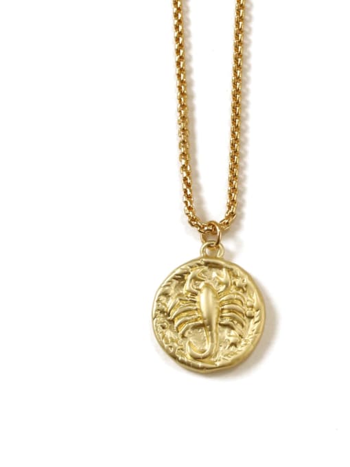 scorpio Brass coin Minimalist Twelve constellations Pendant Necklace