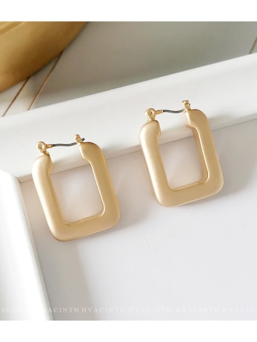 Dumb gold Copper Smooth Hollow Geometric Minimalist Huggie Trend Korean Fashion Earring