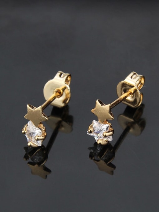 renchi Brass Cubic Zirconia Star Minimalist Stud Earring 1