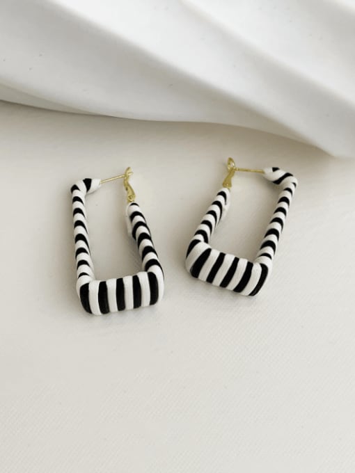 A191 square striped Earrings Zinc Alloy Enamel Geometric Hip Hop Stud Earring