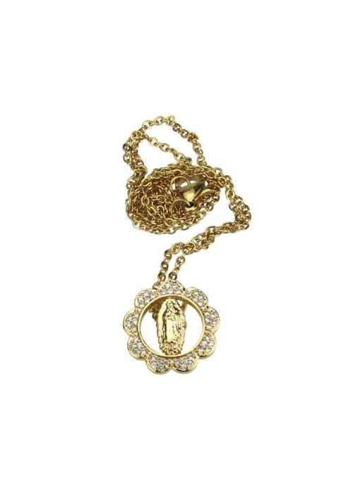renchi Brass Cubic Zirconia Flower Vintage Necklace 3