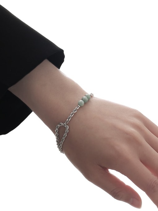 TINGS Brass  Minimalist Multilayer braided twisted chain turquoise Natural stone Bracelet 1