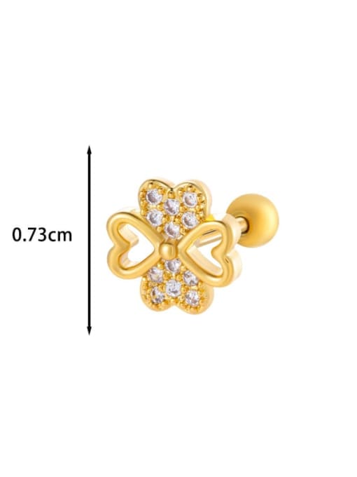 3 golden yellow Stainless steel Cubic Zirconia Heart Trend Single Earring