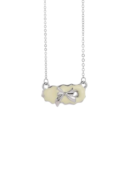 white Brass Enamel Geometric Minimalist Necklace