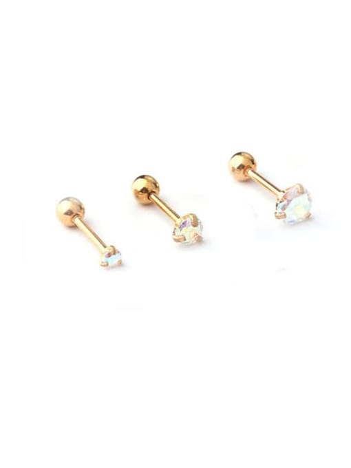 HISON Stainless steel Cubic Zirconia Geometric Hip Hop Stud Earring (Single Only One) 4