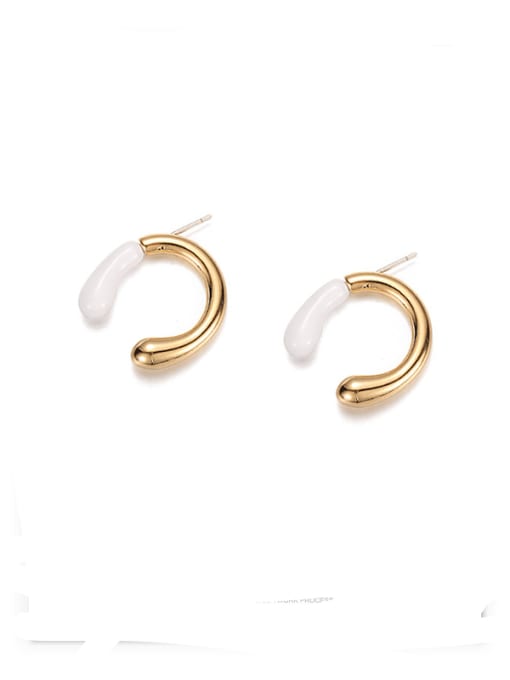 Clause 4 (2.2cm*1.8cm) Brass Enamel Geometric Minimalist Huggie Earring