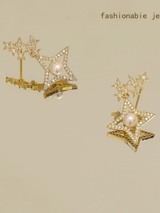 HYACINTH Brass Cubic Zirconia Star Vintage Drop Trend Korean Fashion Earring 2