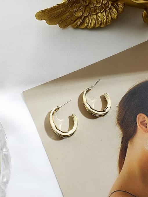 14K  gold Copper Rhinestone Irregular Vintage Stud Trend Korean Fashion Earring