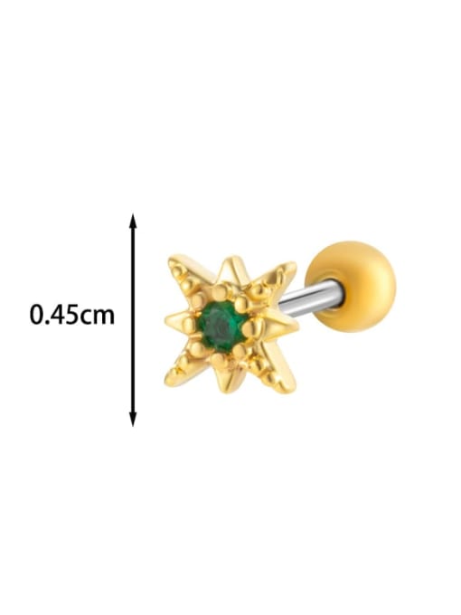 1 # gold --Single Brass Cubic Zirconia Heart Chain Tassel Minimalist Single Earring