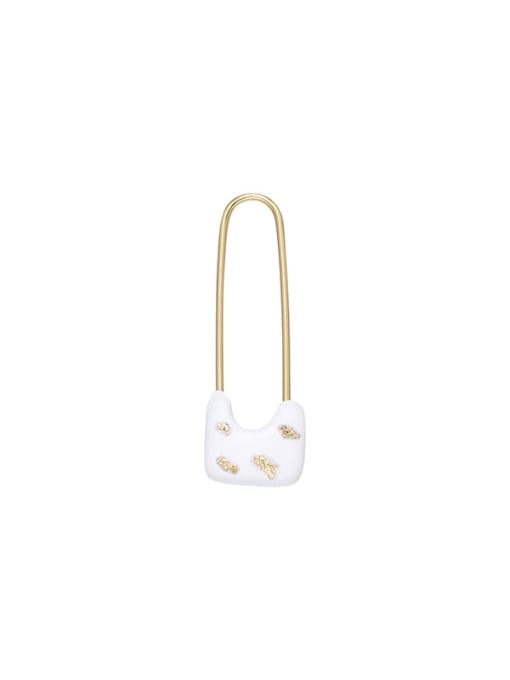 Ivory white (sold separately) Brass Enamel Geometric Cute Stud Earring
