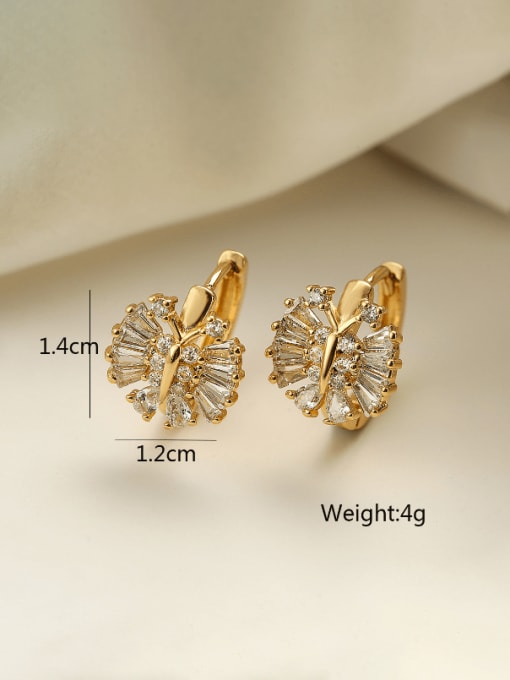 AOG Brass Cubic Zirconia Flower Hip Hop Huggie Earring 1