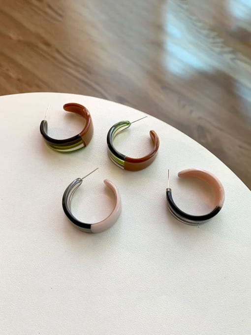 ZRUI Resin Geometric Vintage Hoop Earring/Multi-color optional 1