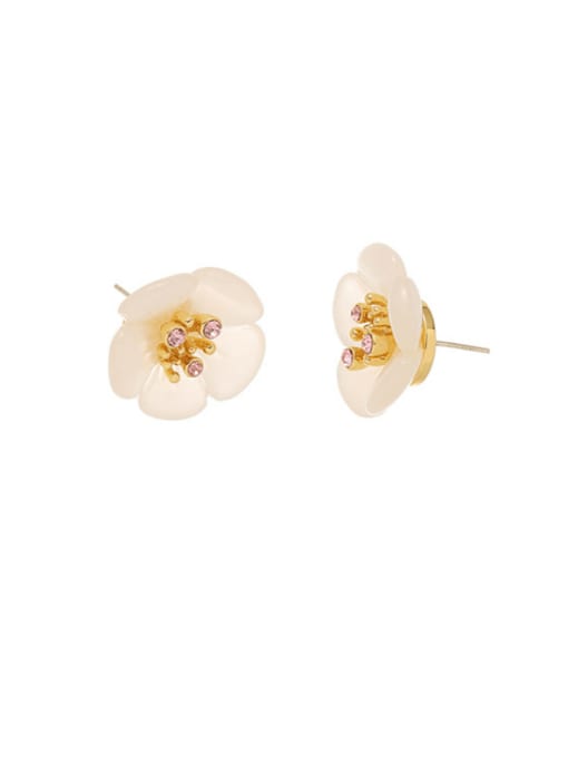 Five Color Brass Resin Flower Cute Stud Earring 3