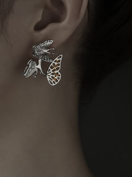 TINGS Brass Cubic Zirconia Butterfly Bohemia Stud Earring 1