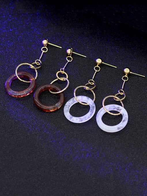 HYACINTH Copper Acrylic Round Minimalist Drop Trend Korean Fashion Earring 0
