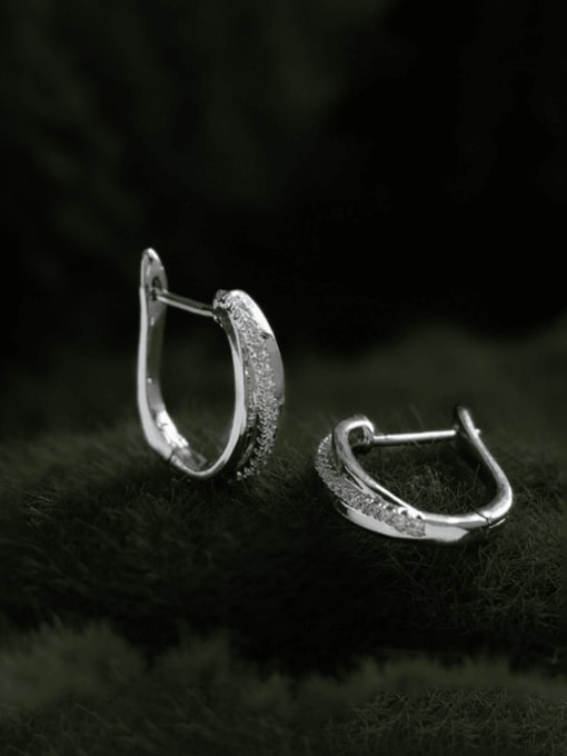 TINGS Brass Cubic Zirconia Geometric Minimalist Huggie Earring 1