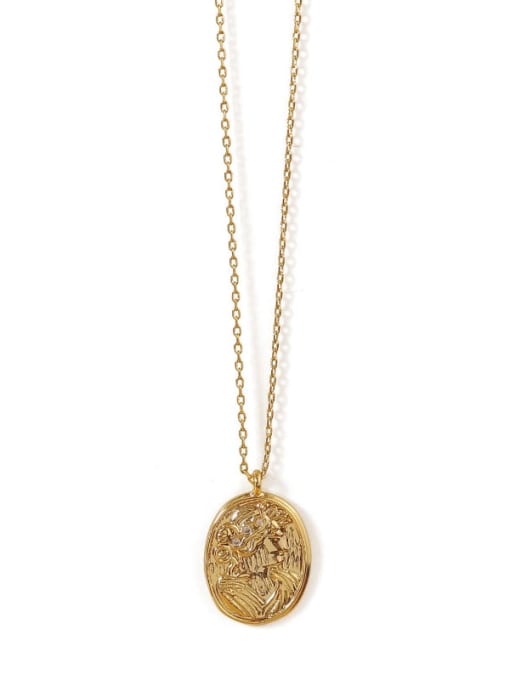 golden Brass Geometric Vintage Pendant  Necklace