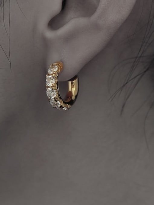 TINGS Brass Cubic Zirconia Geometric Vintage Stud Earring 1