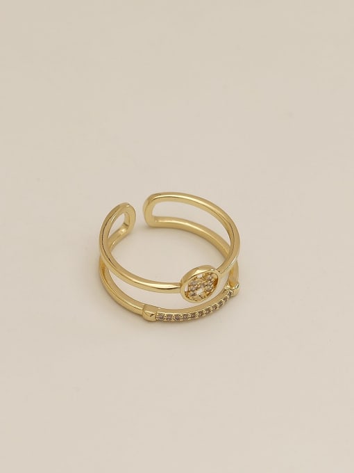 HYACINTH Brass Cubic Zirconia Geometric Vintage Band Fashion Ring 1