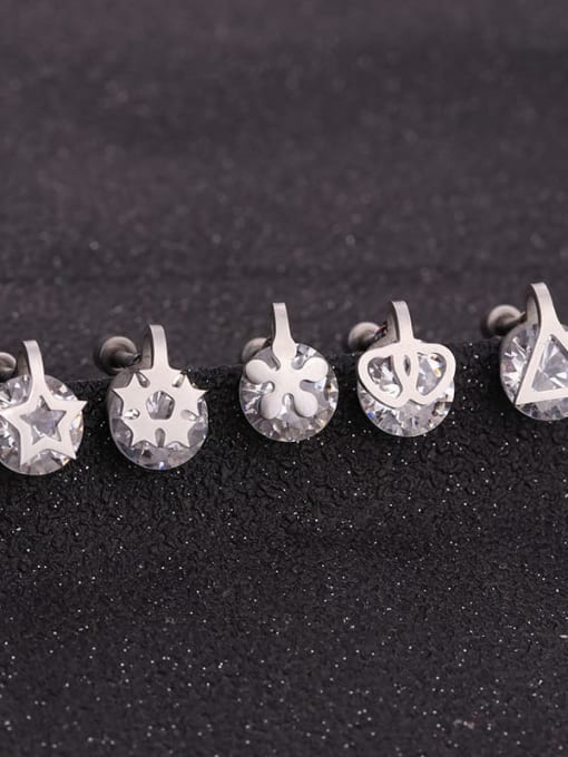 HISON Stainless steel Cubic Zirconia White Geometric Minimalist Stud Earring 3