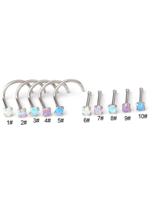 HISON Stainless steel Opal Geometric Cute Nose Studs(Single Only One) 0