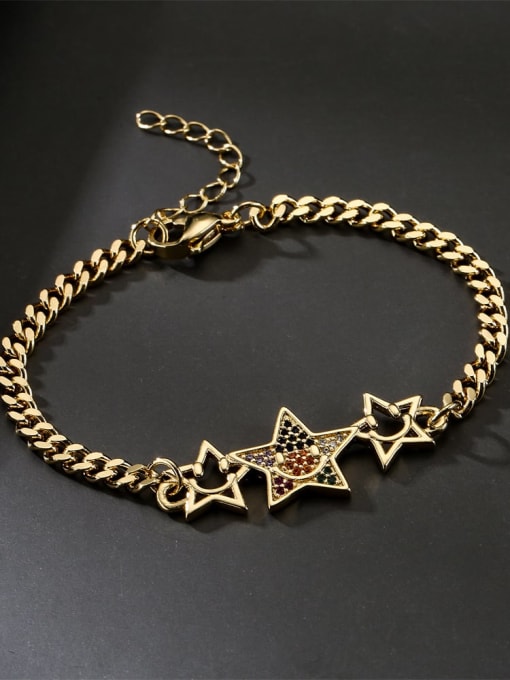 AOG Brass Cubic Zirconia Geometric Vintage Link Bracelet 2