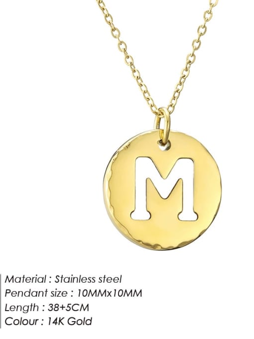 M 14 K gold Stainless steel Letter Minimalist Necklace
