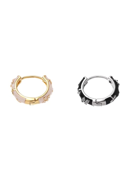 Five Color Brass Enamel Geometric Minimalist Huggie Earring